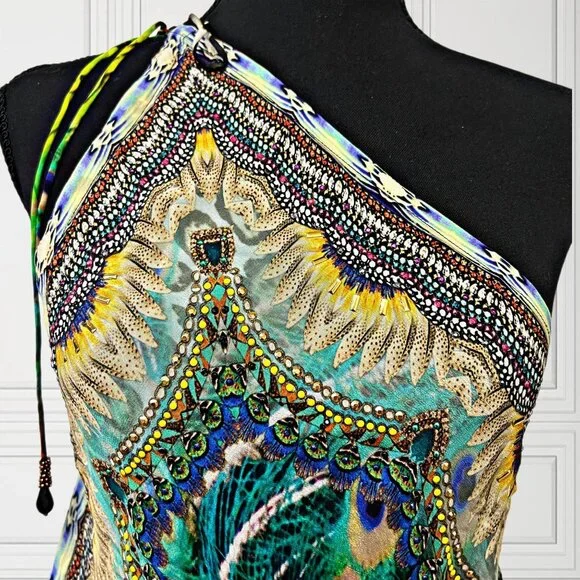 Shahida Parides 3 Ways Animal Print Maxi Silk Dress Multicolor ADINA PORTER - Picture 9 of 13